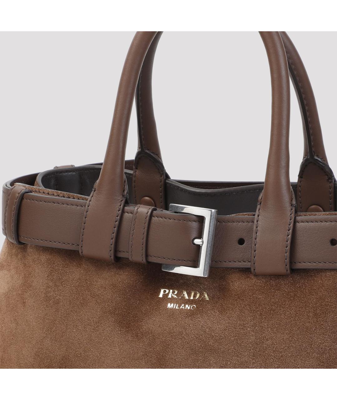 PRADA Коричневая кожаная сумка тоут, фото 4