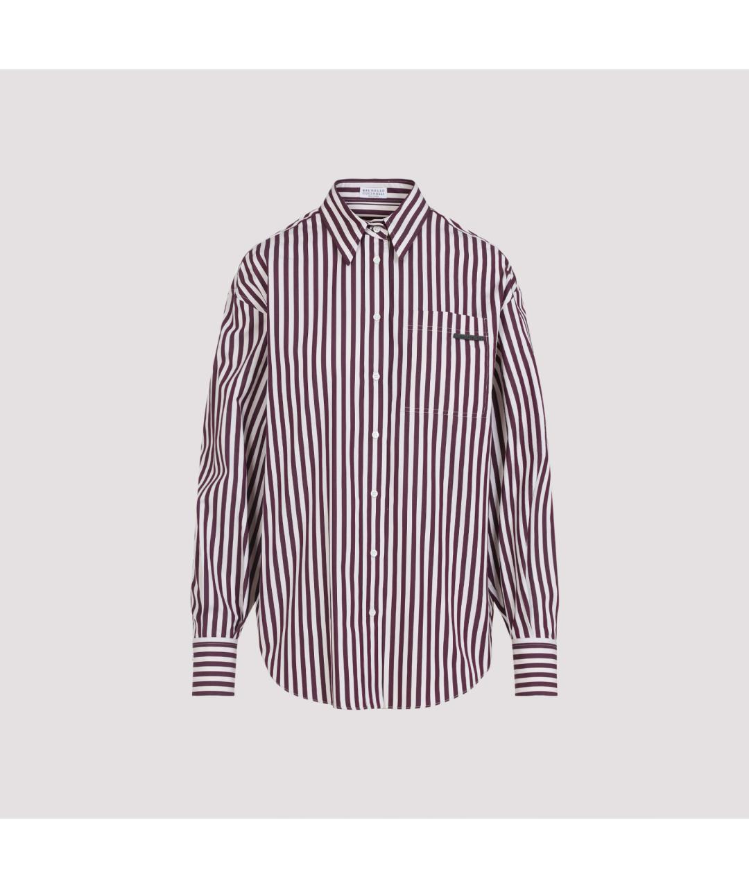 BRUNELLO CUCINELLI Бордовая хлопковая рубашка, фото 2