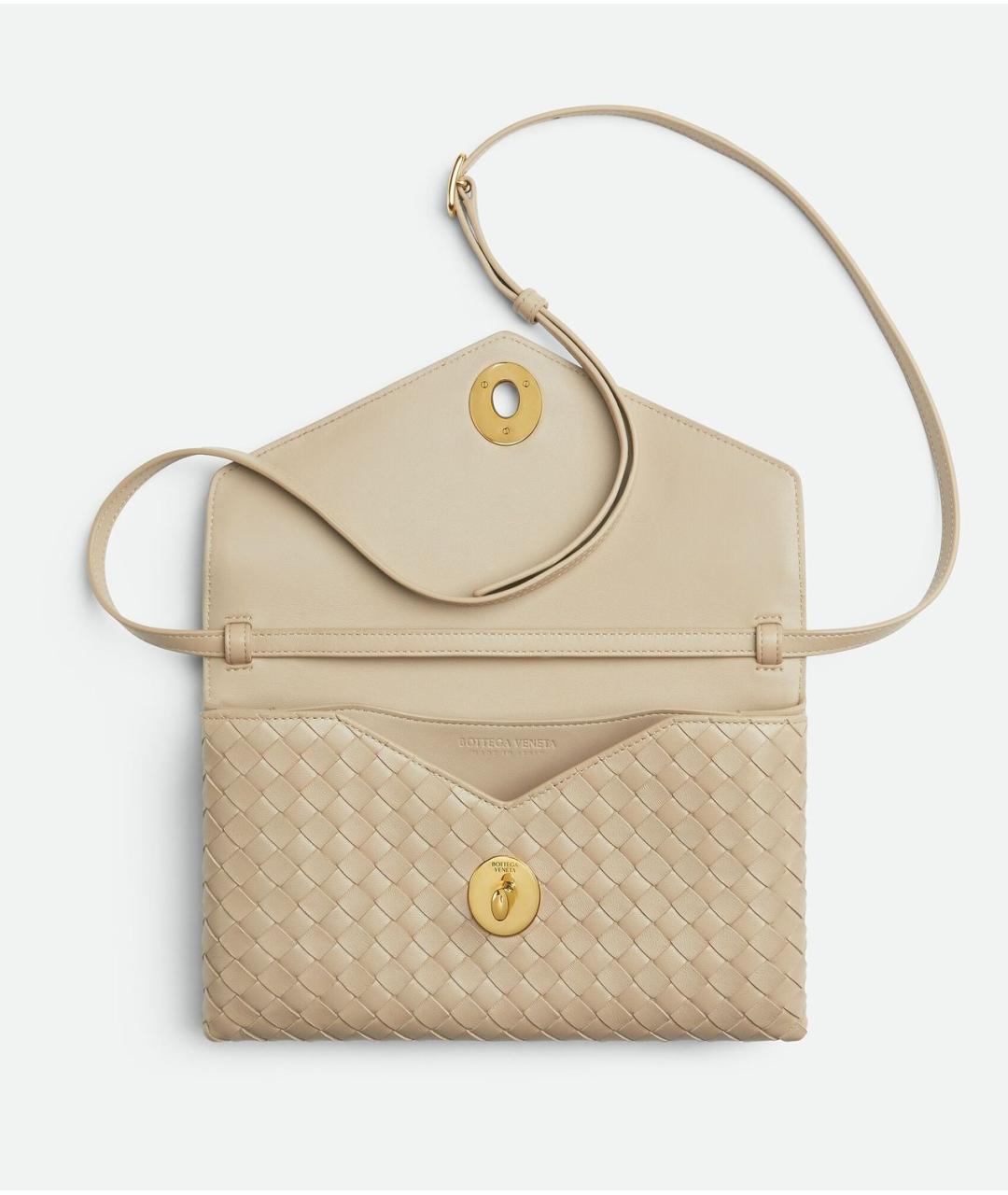 BOTTEGA VENETA Бежевая кожаная сумка через плечо, фото 5