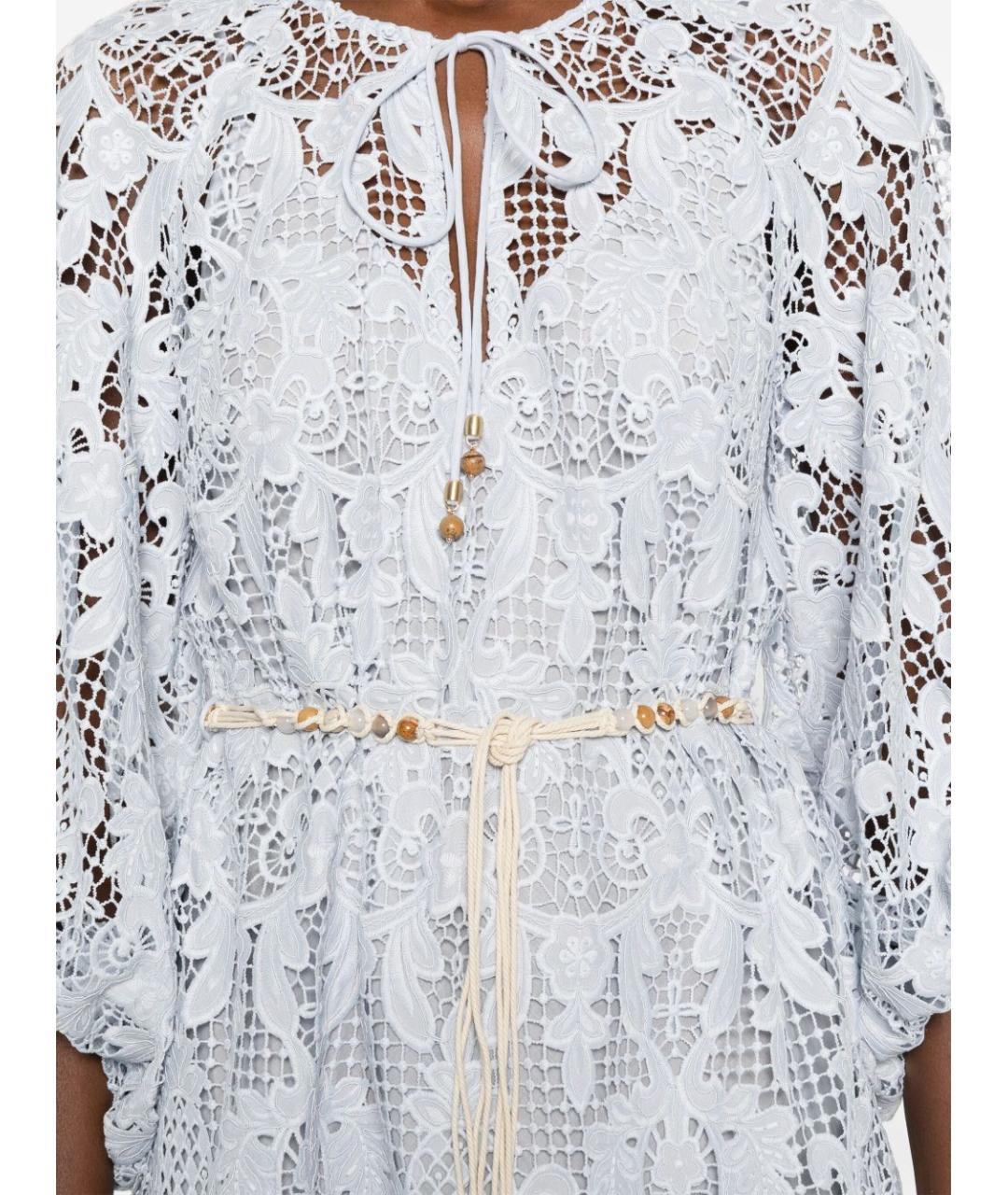 ZIMMERMANN Голубое хлопковое повседневное платье, фото 4