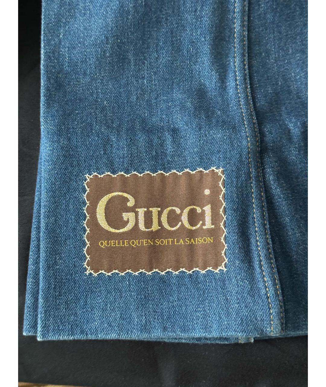 GUCCI Темно-синие хлопковые джинсы клеш, фото 4