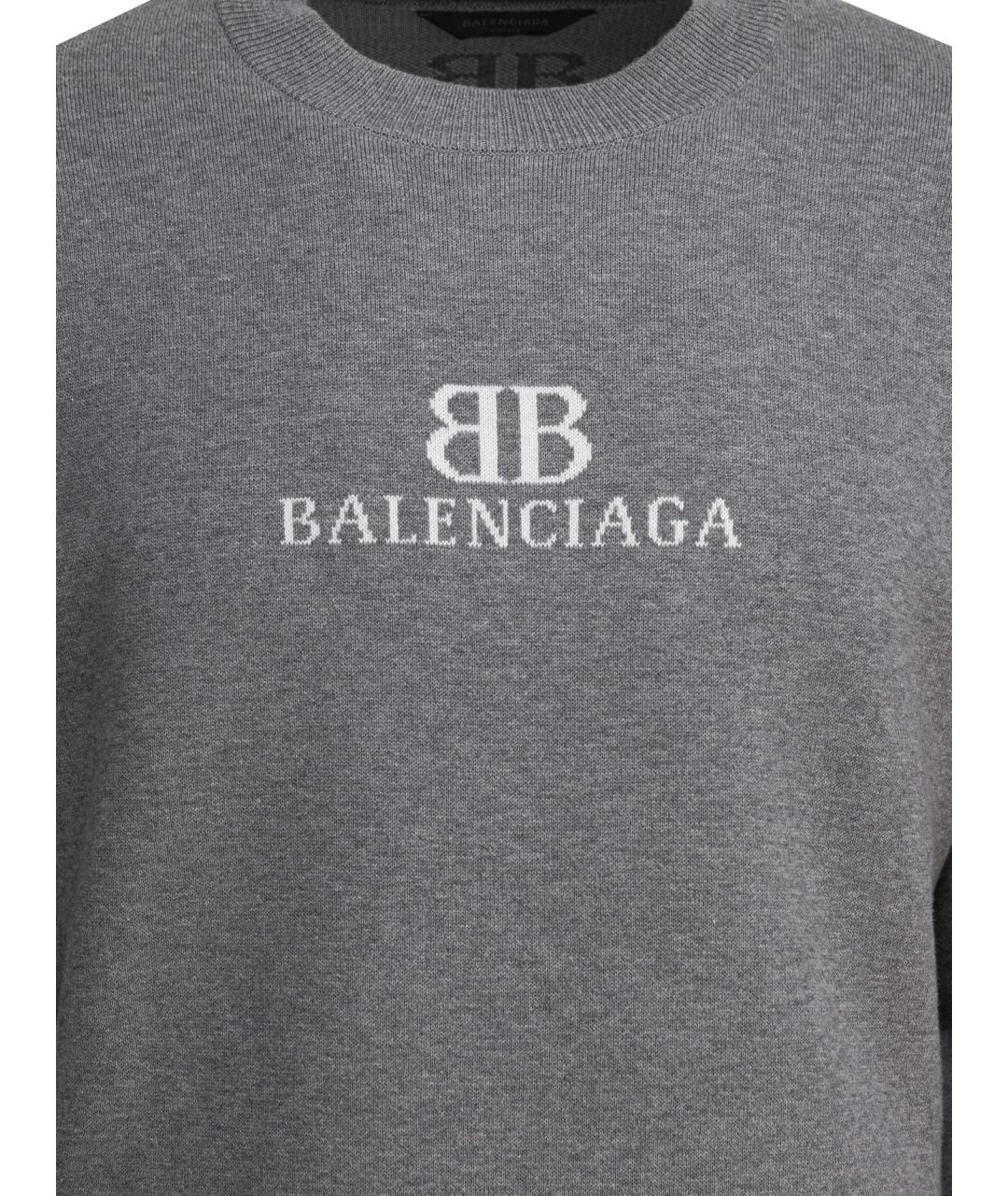 BALENCIAGA Серый хлопковый джемпер / свитер, фото 3