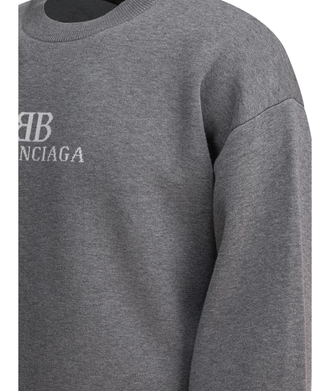 BALENCIAGA Серый хлопковый джемпер / свитер, фото 4