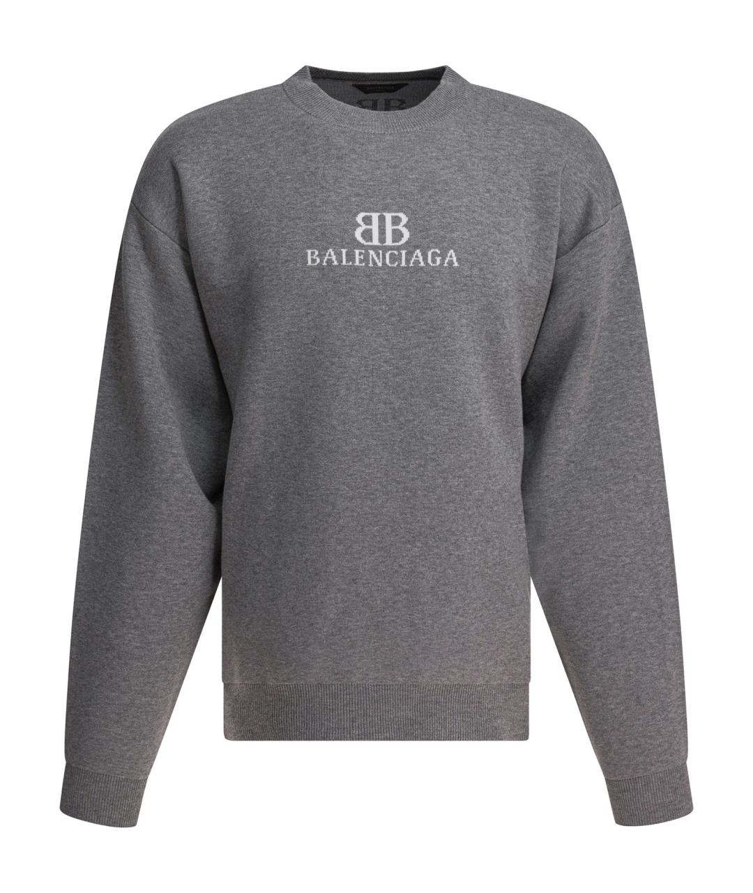 BALENCIAGA Серый хлопковый джемпер / свитер, фото 1