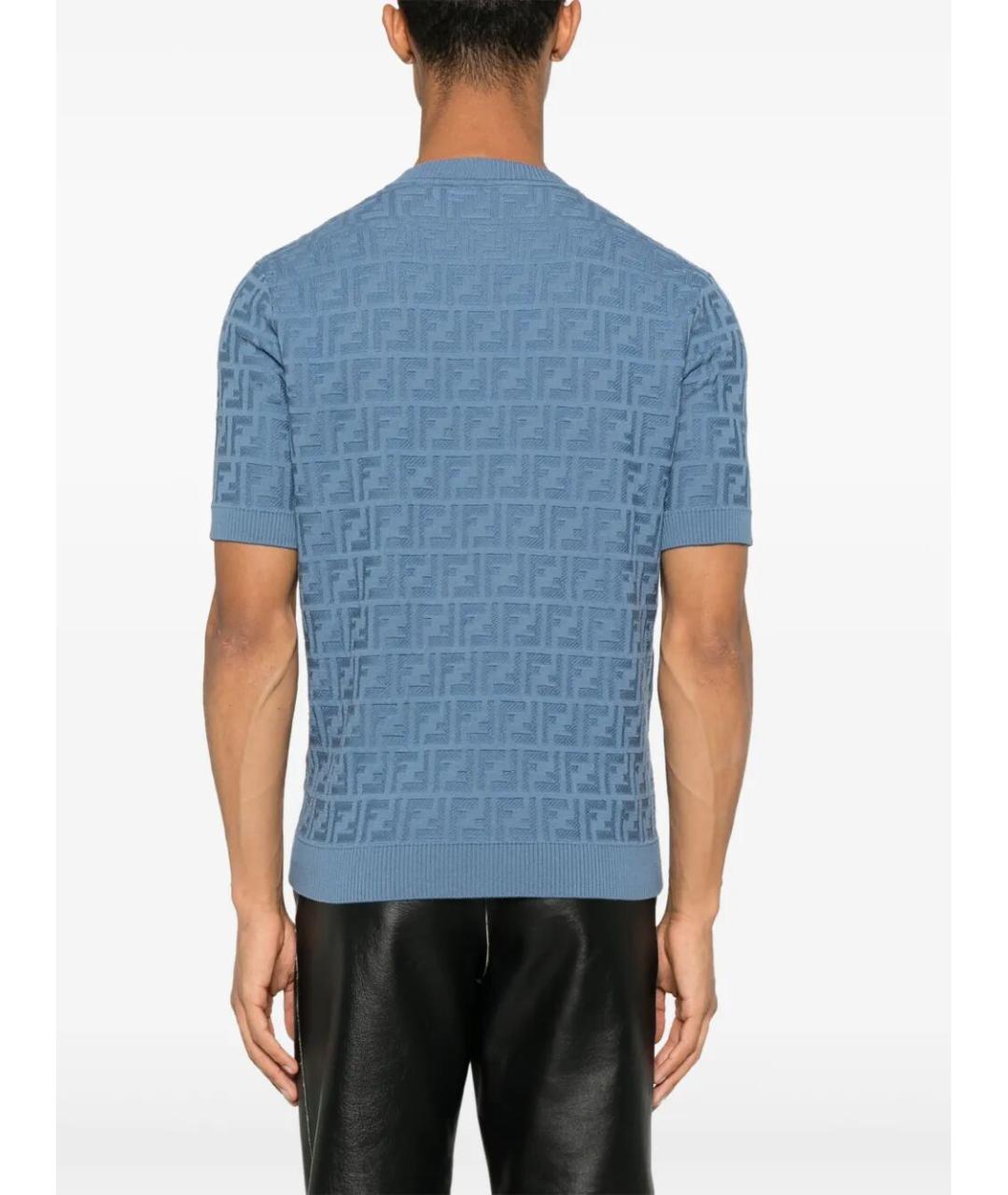 FENDI Синяя хлопковая футболка, фото 4