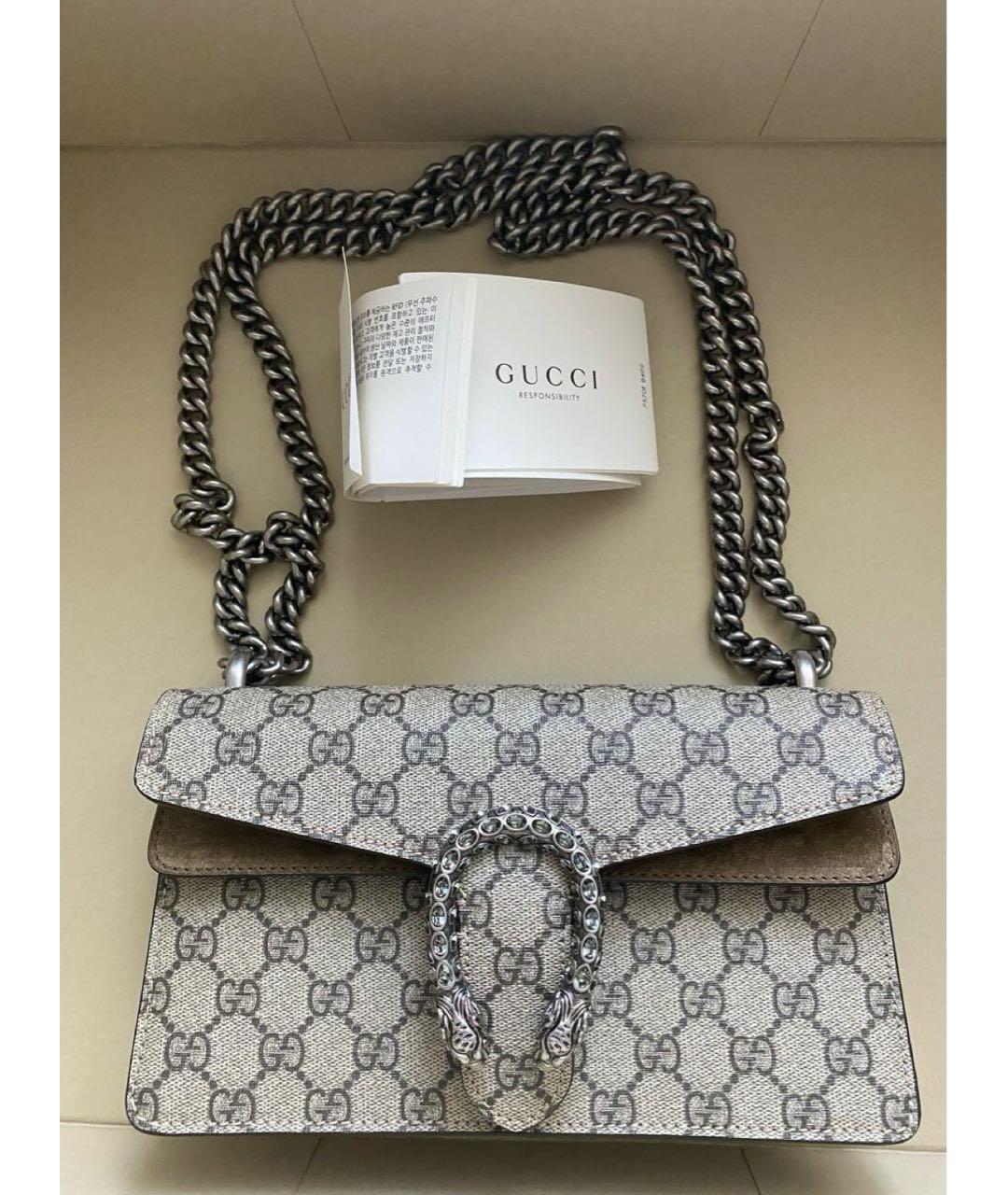 GUCCI Серая кожаная сумка через плечо, фото 5