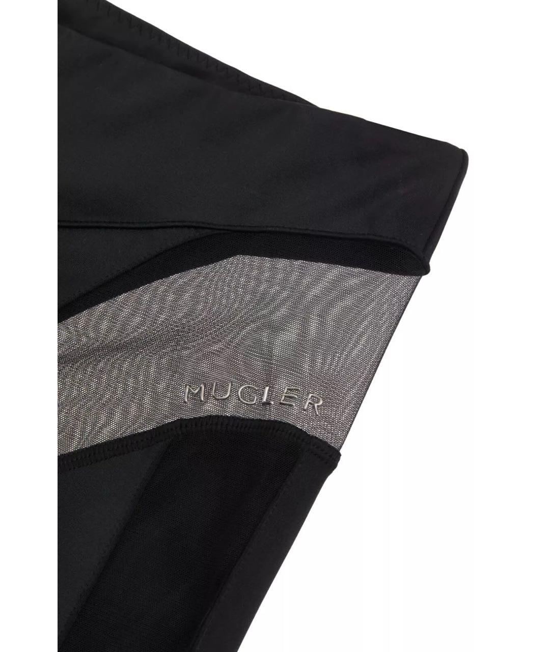 MUGLER Черные полиамидовые леггинсы и велосипедки, фото 5