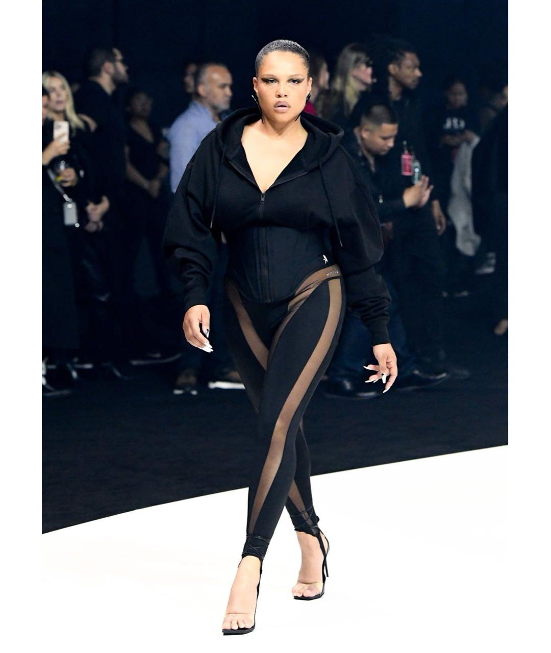 MUGLER Черные полиамидовые леггинсы и велосипедки, фото 7