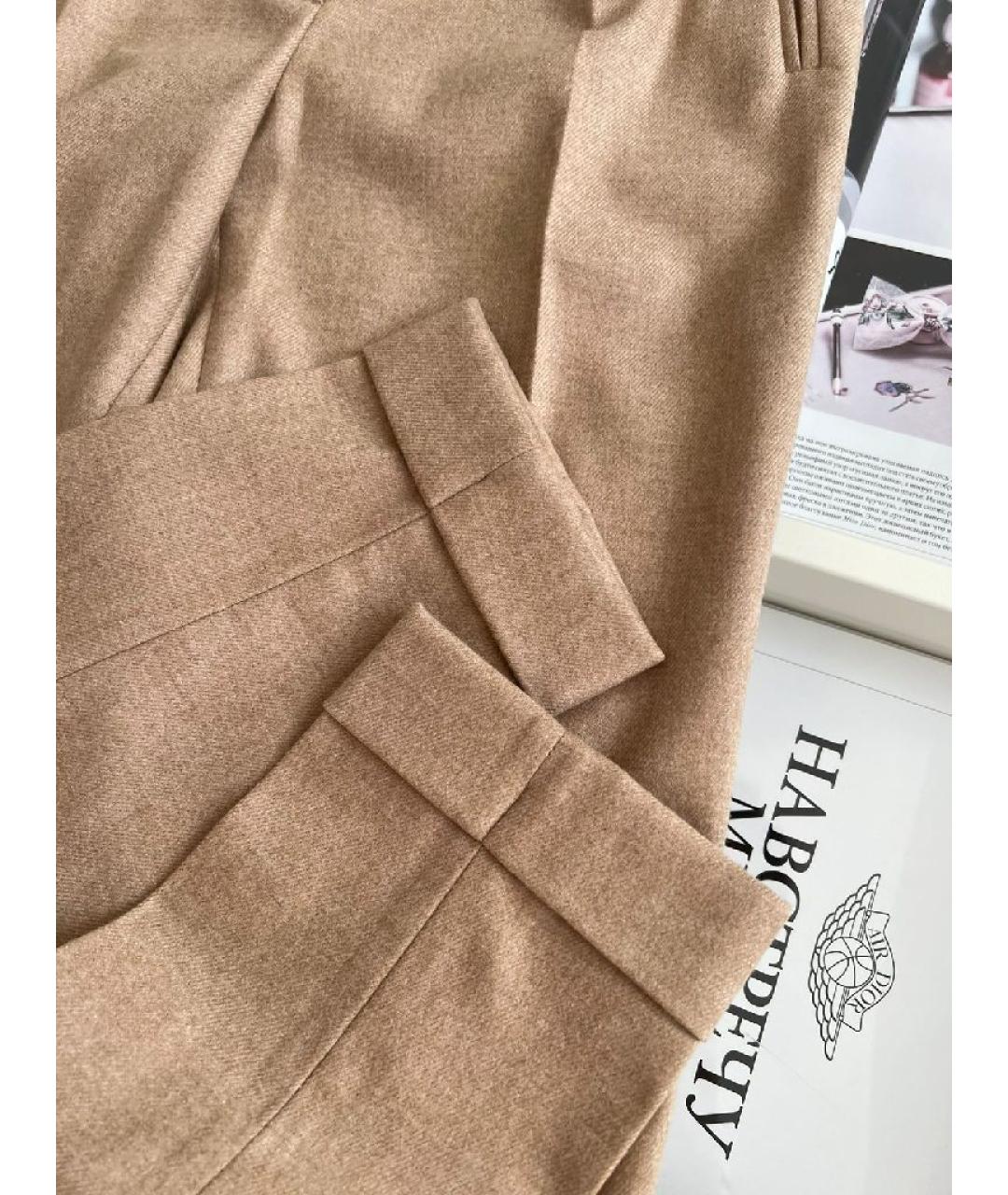 LORO PIANA Коричневые кашемировые прямые брюки, фото 4