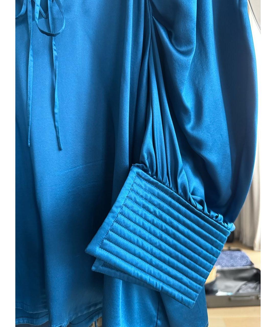 SAINT LAURENT Синяя шелковая блузы, фото 4