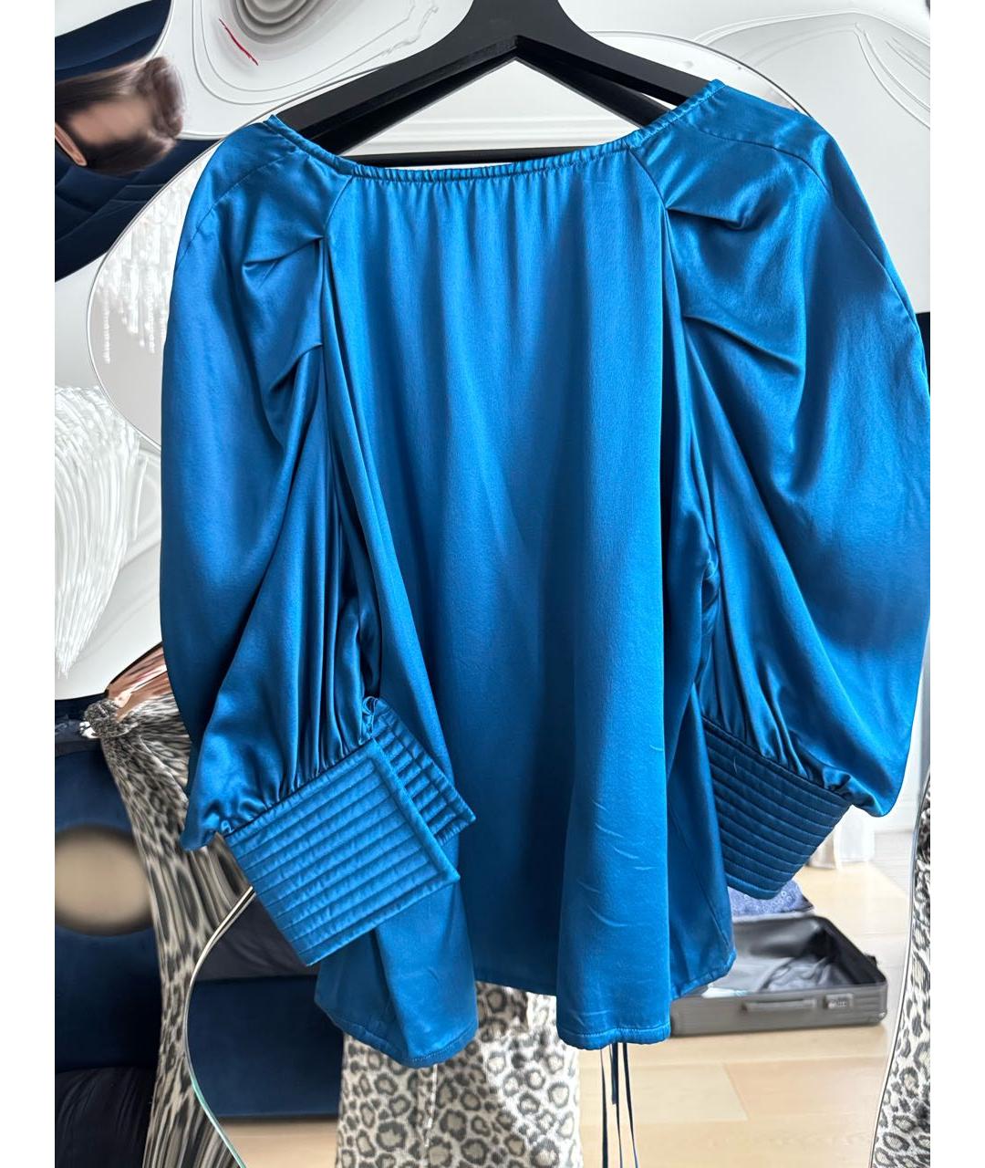SAINT LAURENT Синяя шелковая блузы, фото 2