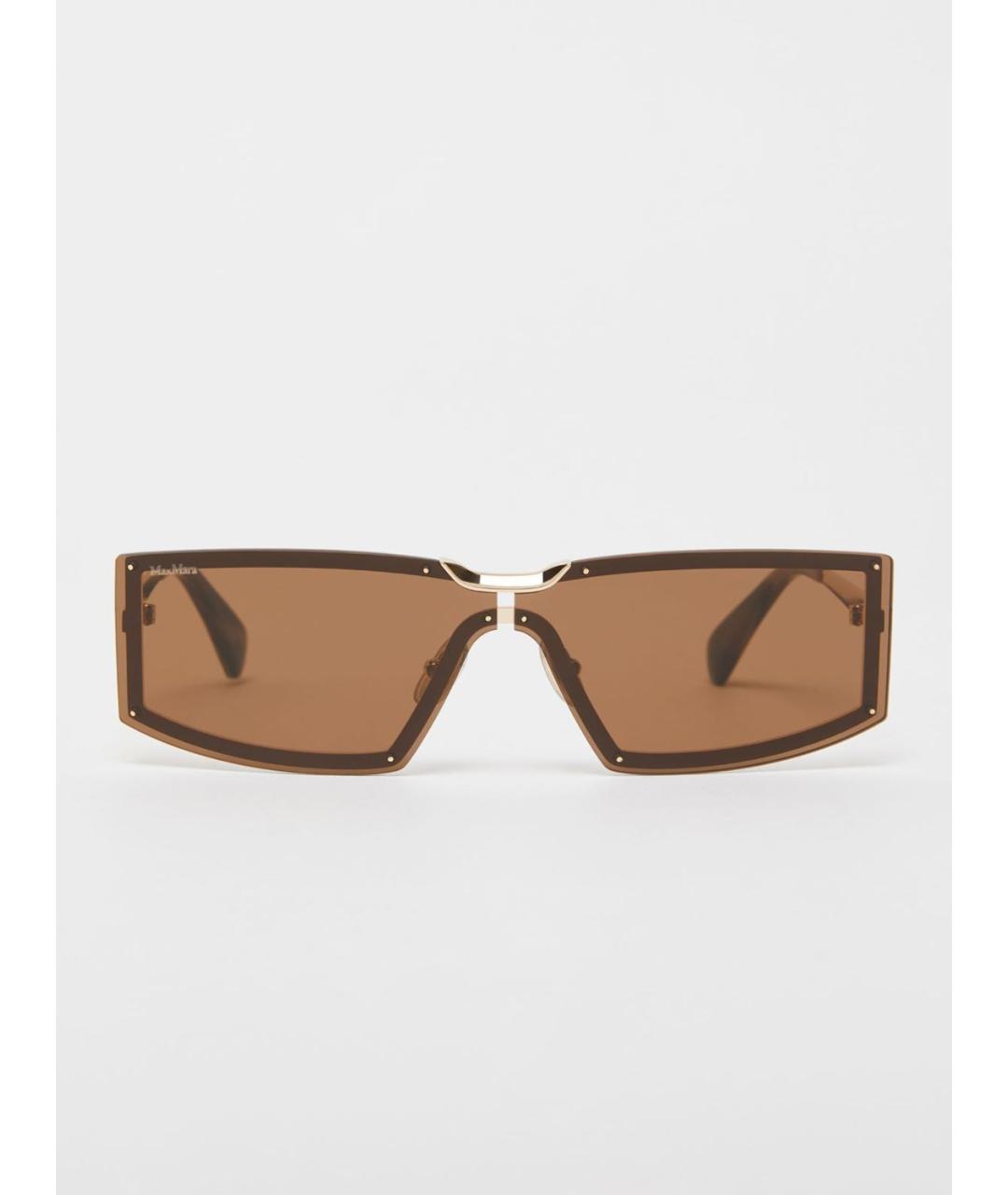 MAX MARA Золотые металлические солнцезащитные очки, фото 4