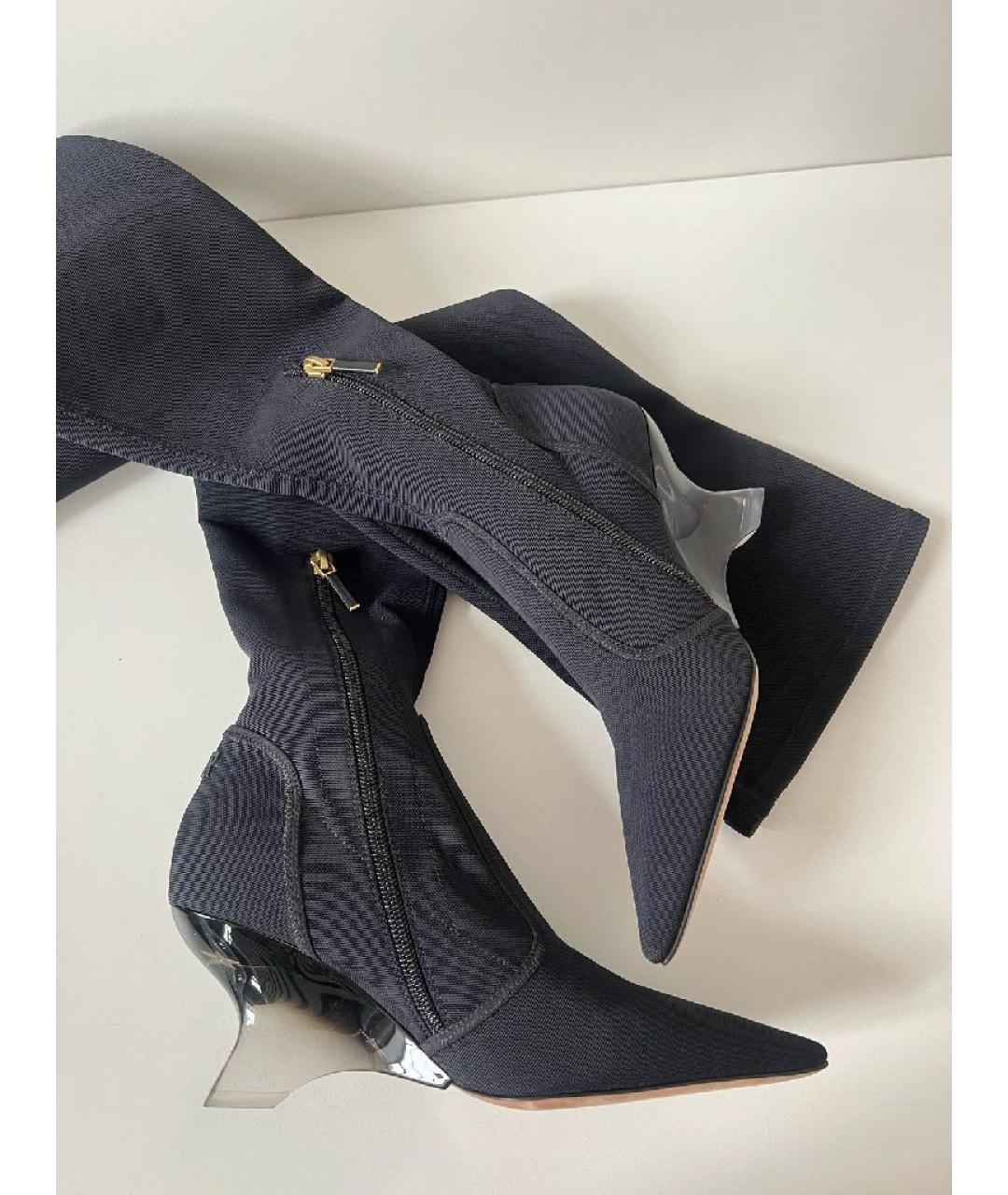 CHRISTIAN DIOR Черные кожаные сапоги, фото 8