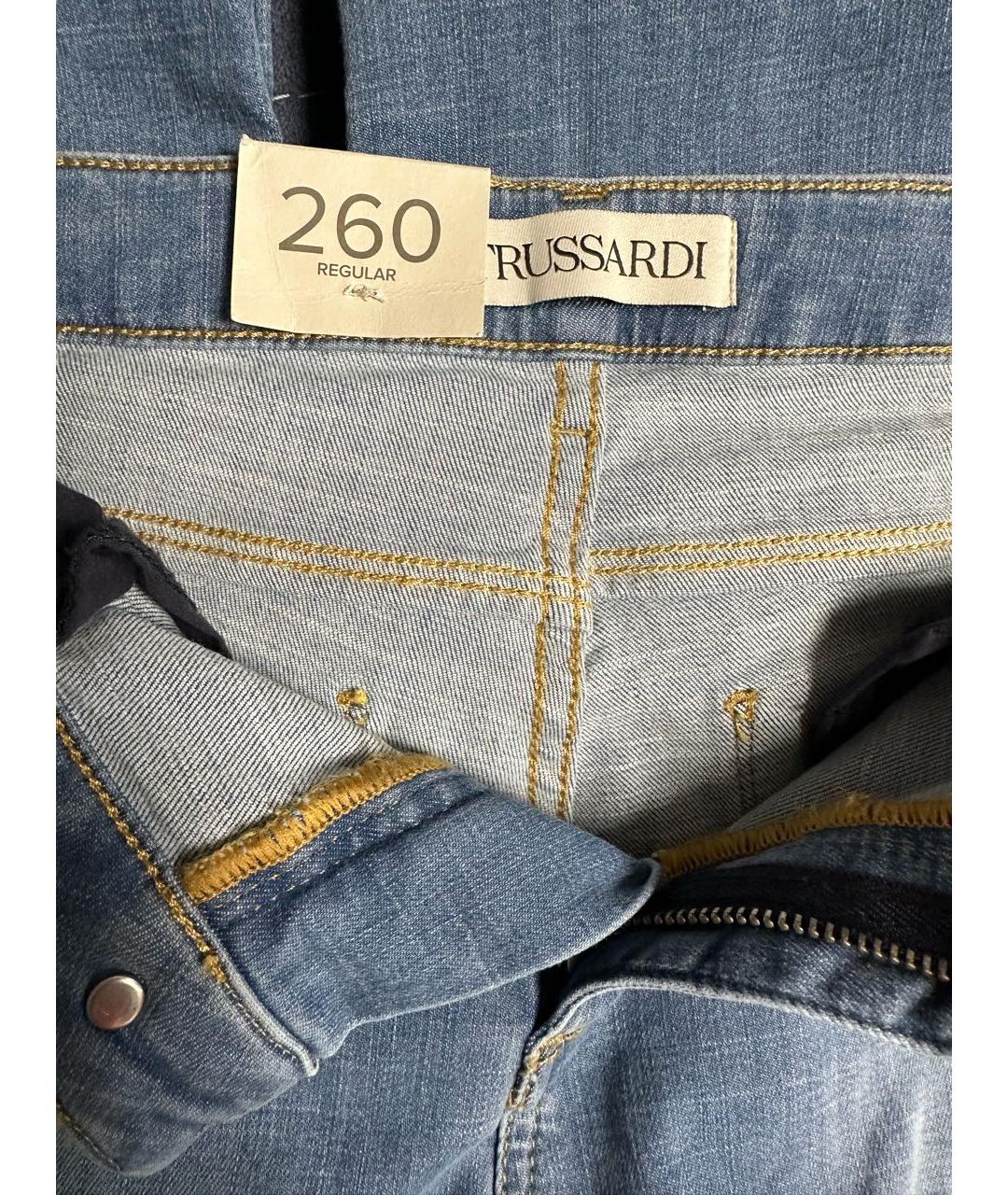 TRUSSARDI Голубые хлопковые джинсы слим, фото 3