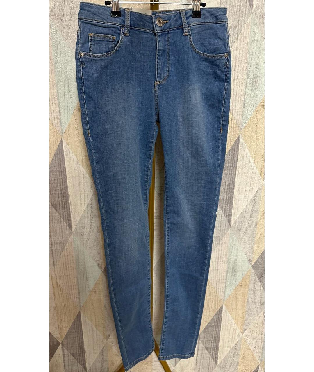 TRUSSARDI Голубые хлопковые джинсы слим, фото 9