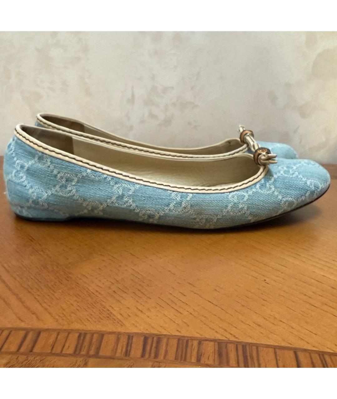 GUCCI Голубые балетки, фото 6