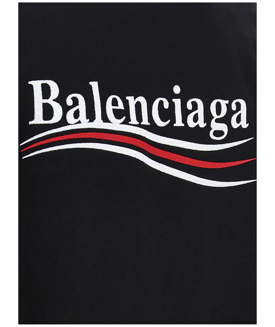 BALENCIAGA Черная хлопковая футболка, фото 4