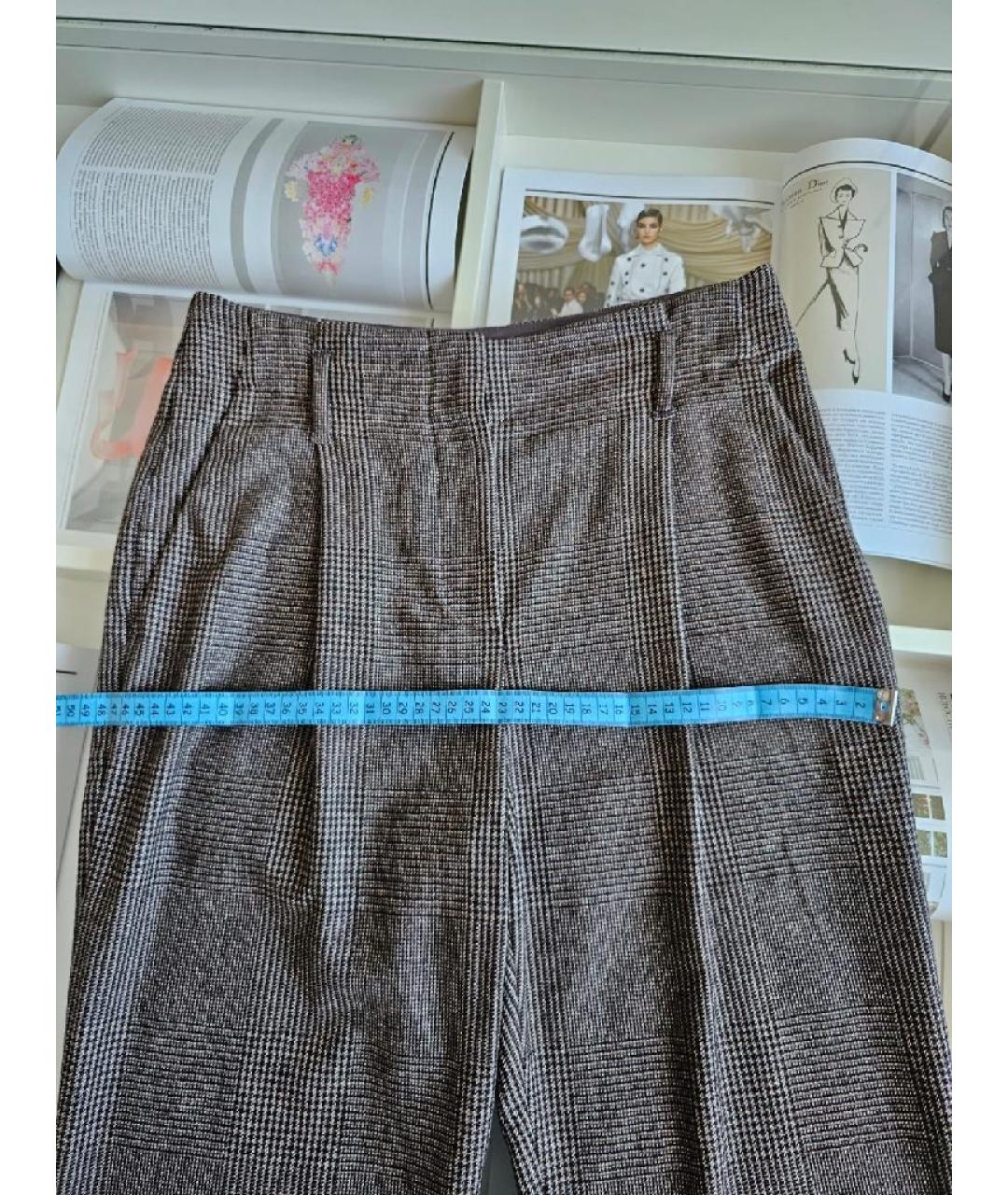 BRUNELLO CUCINELLI Коричневые хлопковые брюки широкие, фото 6