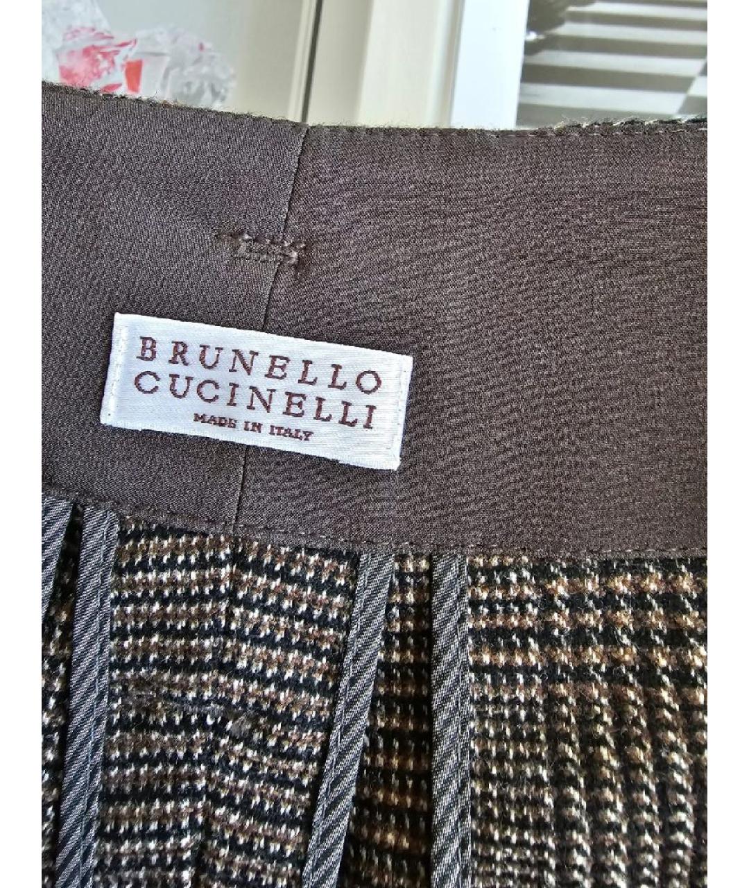 BRUNELLO CUCINELLI Коричневые хлопковые брюки широкие, фото 8