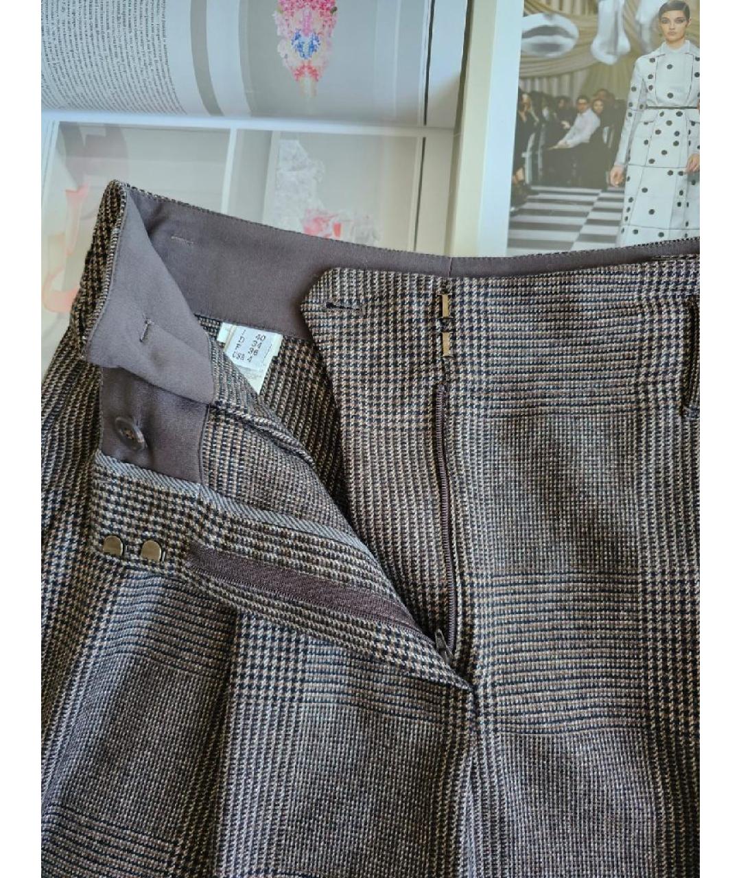 BRUNELLO CUCINELLI Коричневые хлопковые брюки широкие, фото 3