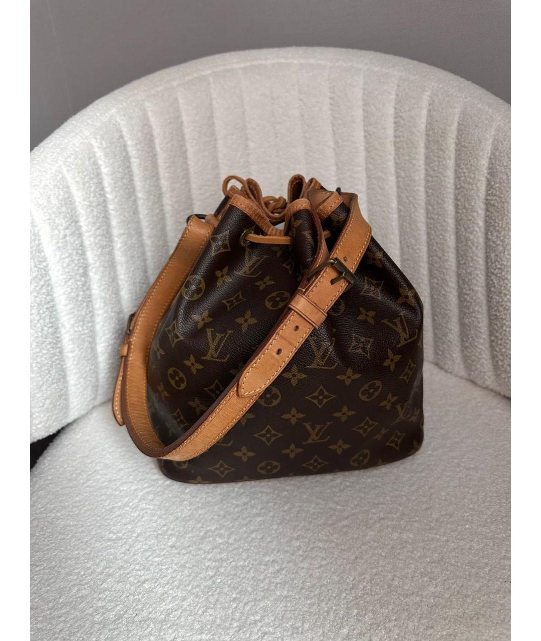 LOUIS VUITTON Коричневая кожаная сумка через плечо, фото 9