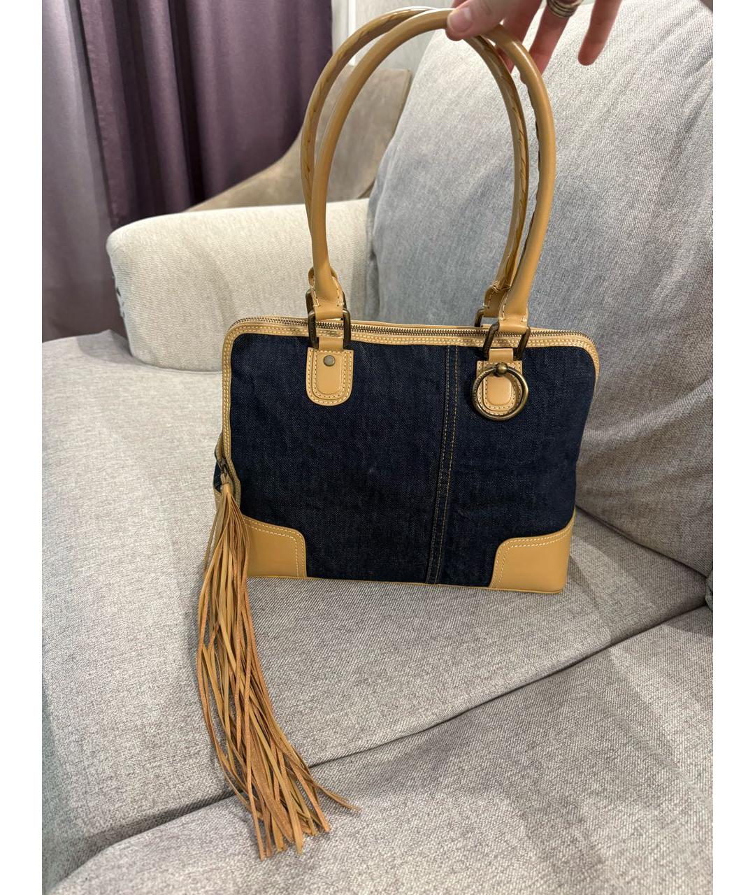 DOLCE&GABBANA Темно-синяя деним сумка с короткими ручками, фото 8