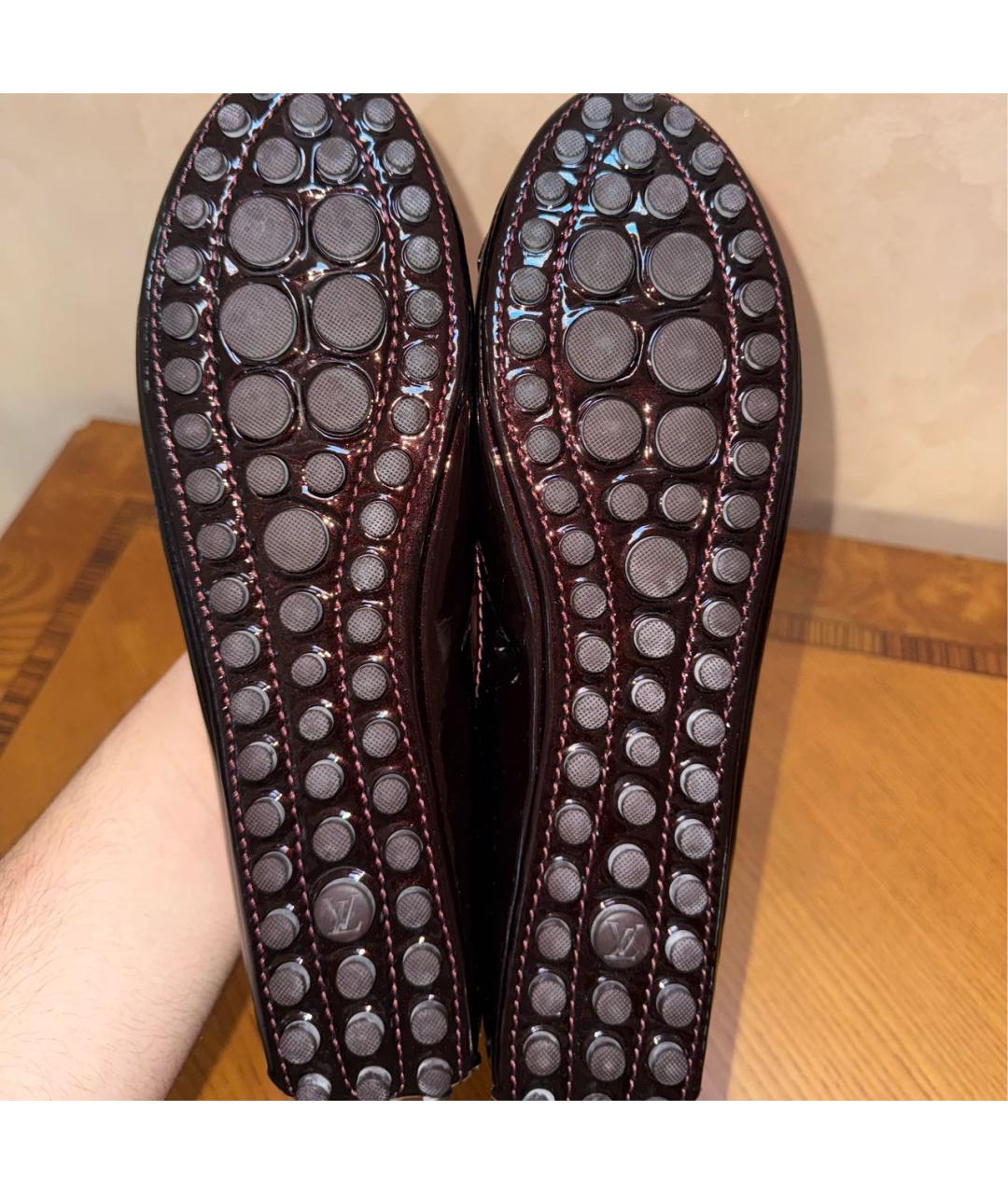 LOUIS VUITTON Бордовые кожаные балетки, фото 5