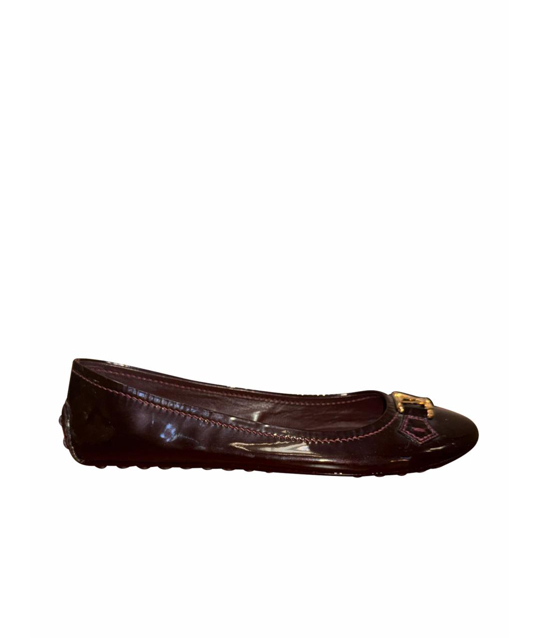 LOUIS VUITTON Бордовые кожаные балетки, фото 1