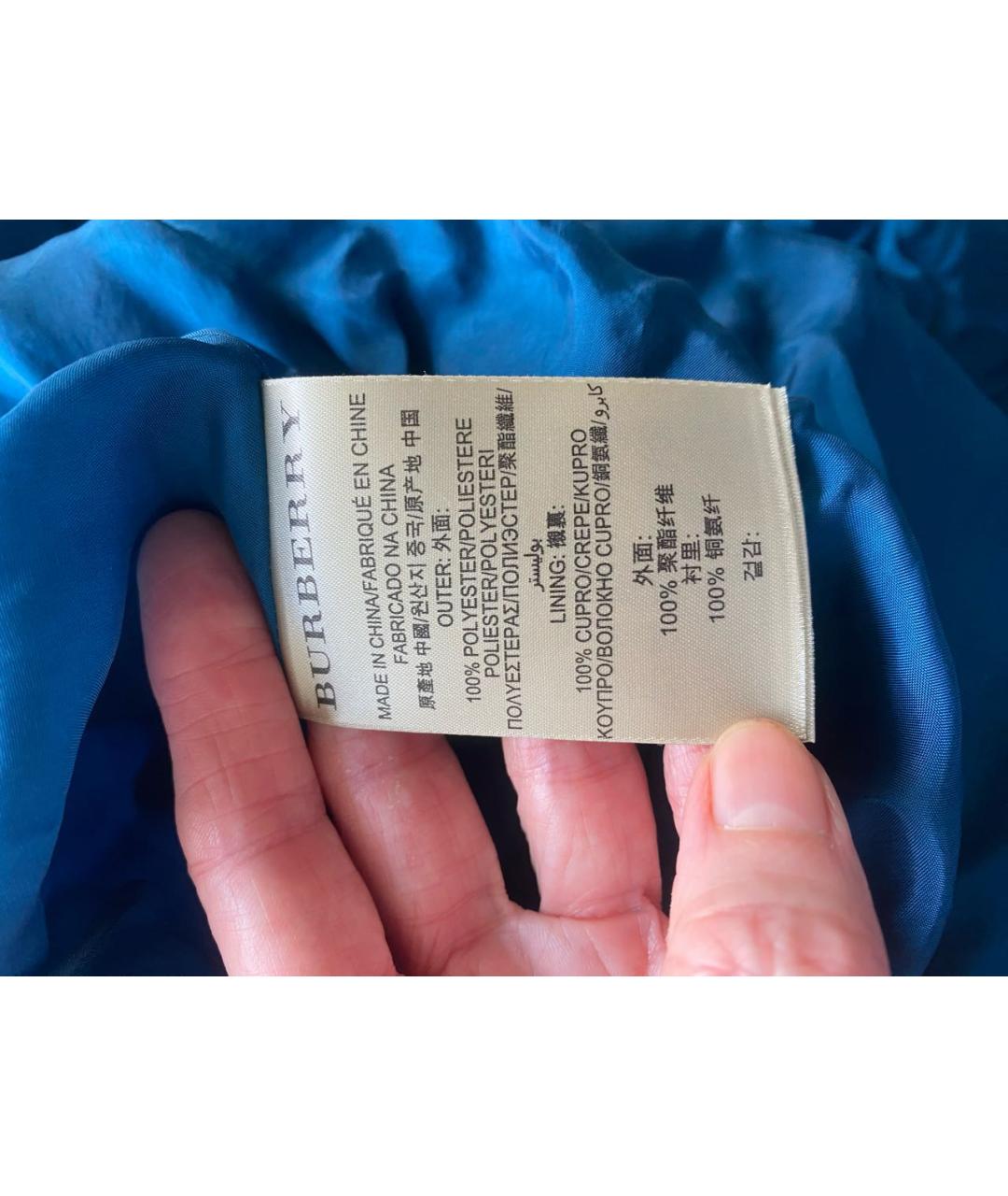 BURBERRY Синее полиэстеровое повседневное платье, фото 5