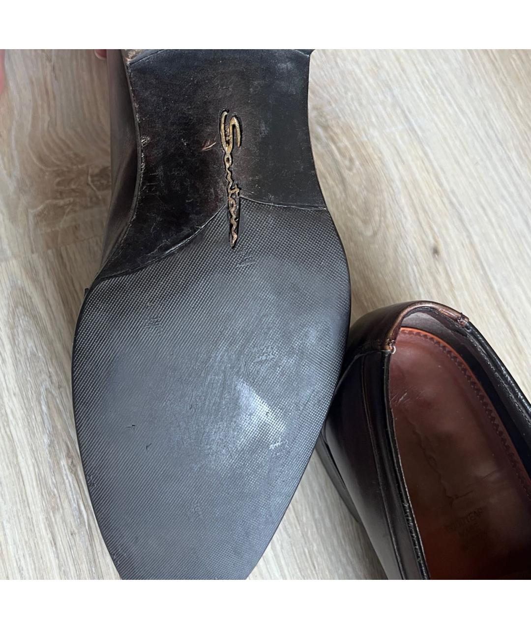 SANTONI Коричневые кожаные лоферы, фото 6