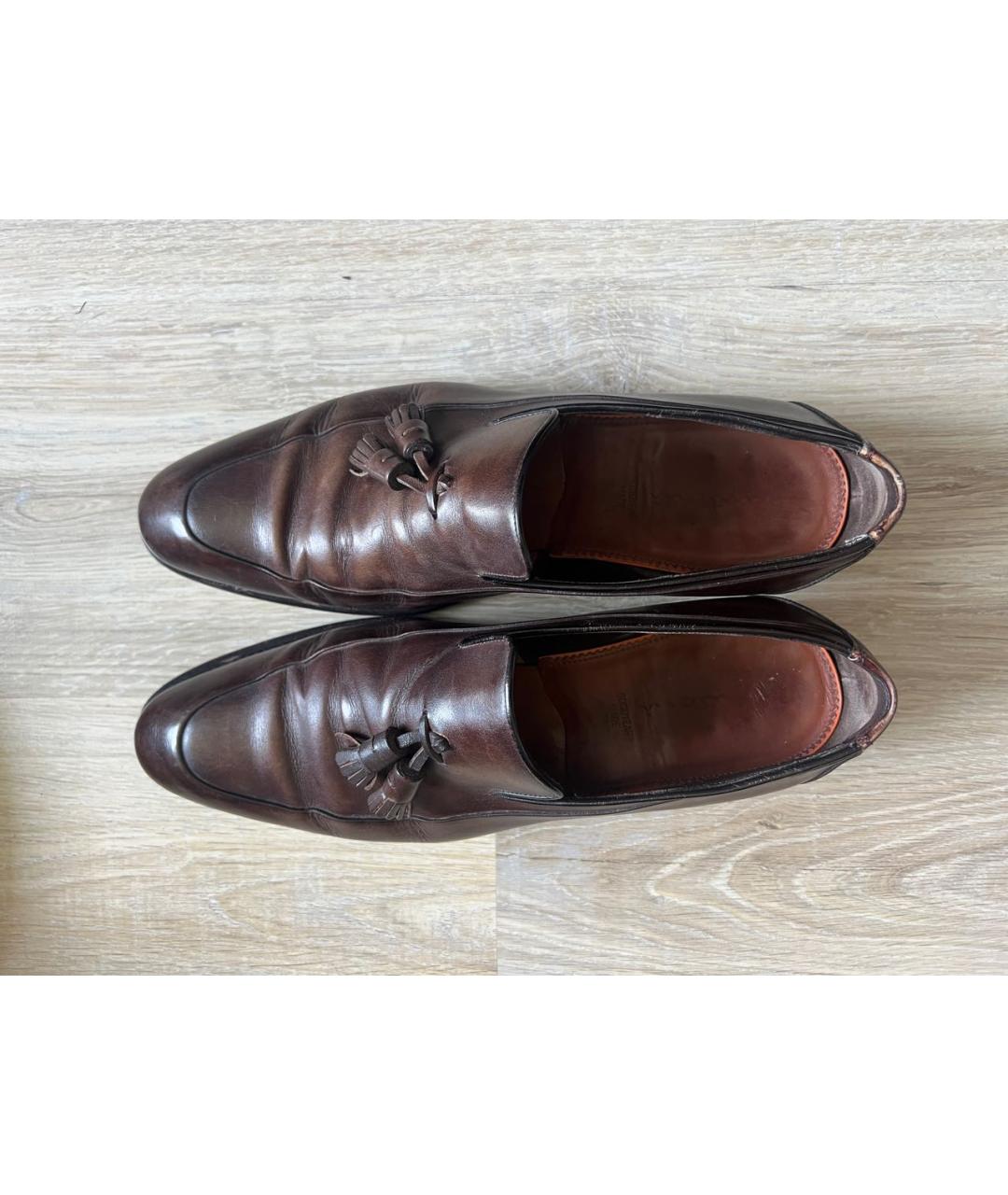 SANTONI Коричневые кожаные лоферы, фото 2