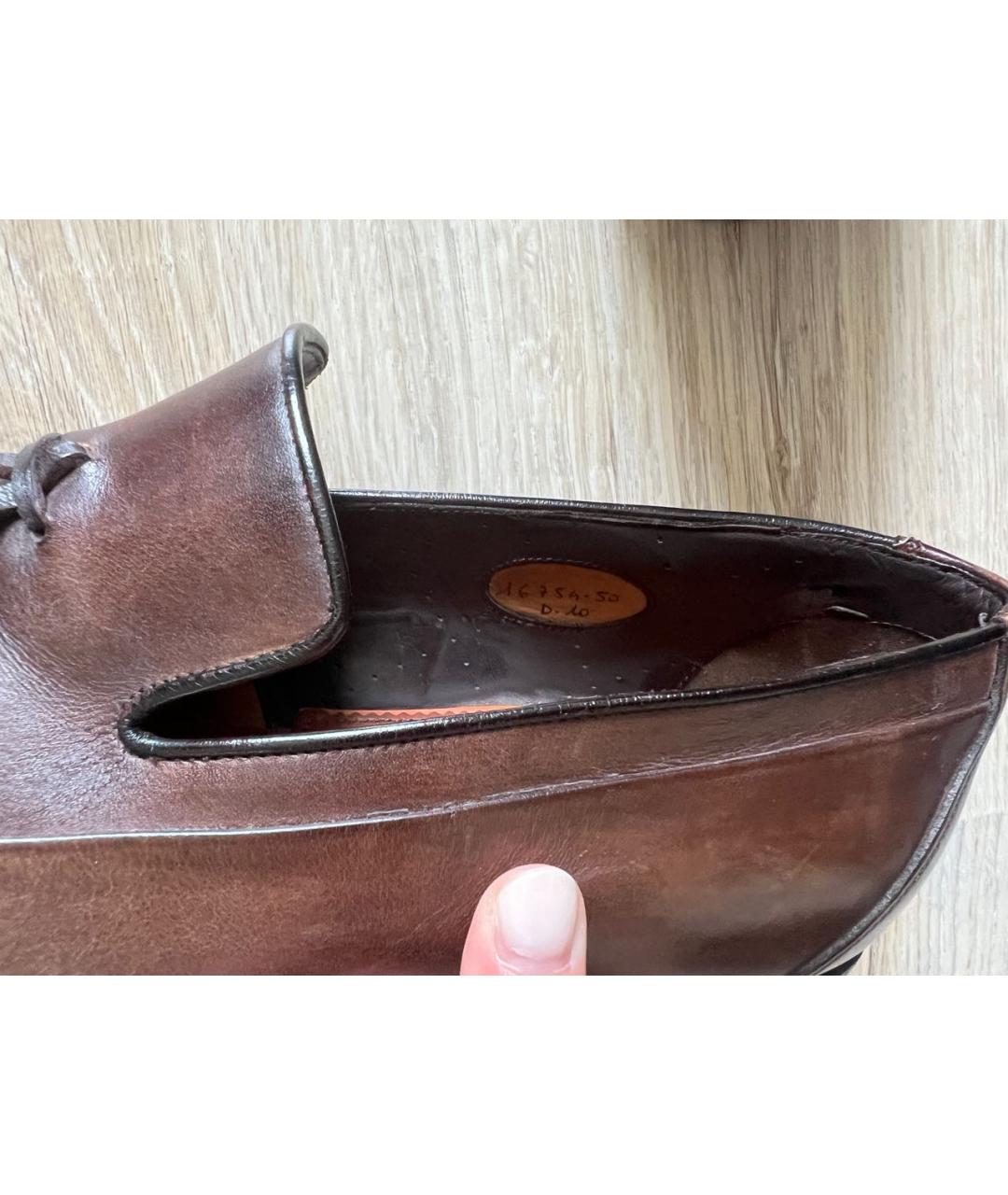 SANTONI Коричневые кожаные лоферы, фото 4