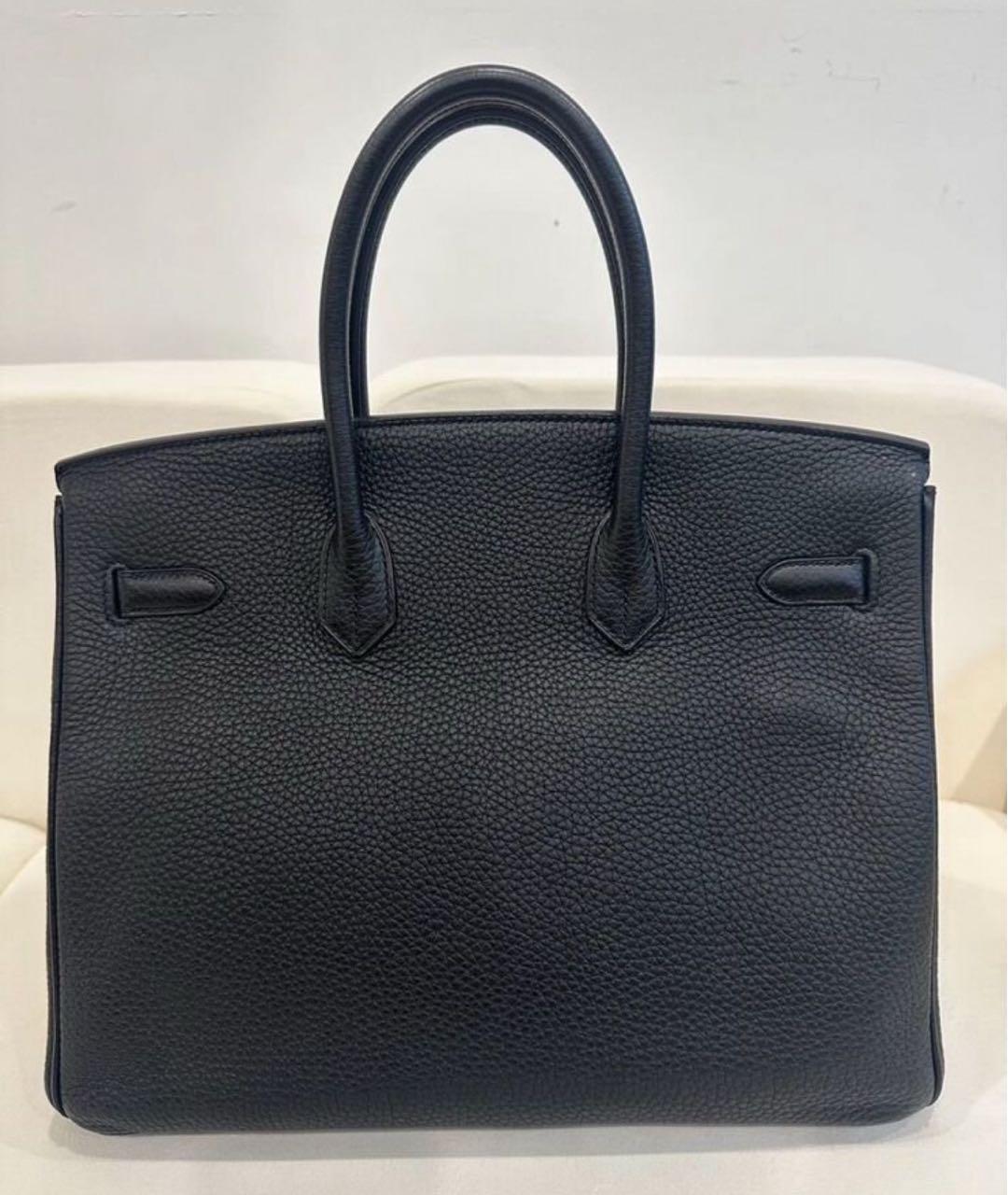 HERMES Черная кожаная сумка тоут, фото 3