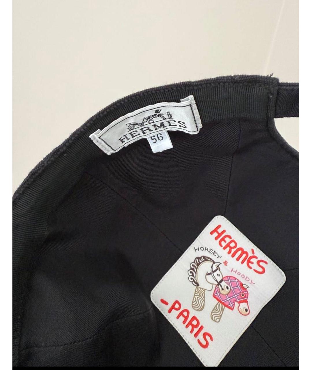 HERMES Черная хлопковая кепка, фото 3