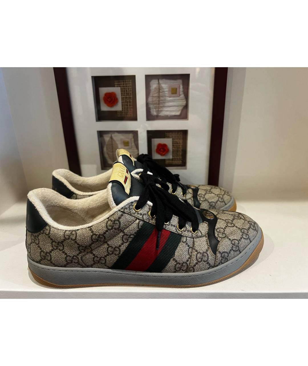 GUCCI Бежевые низкие кроссовки / кеды, фото 5
