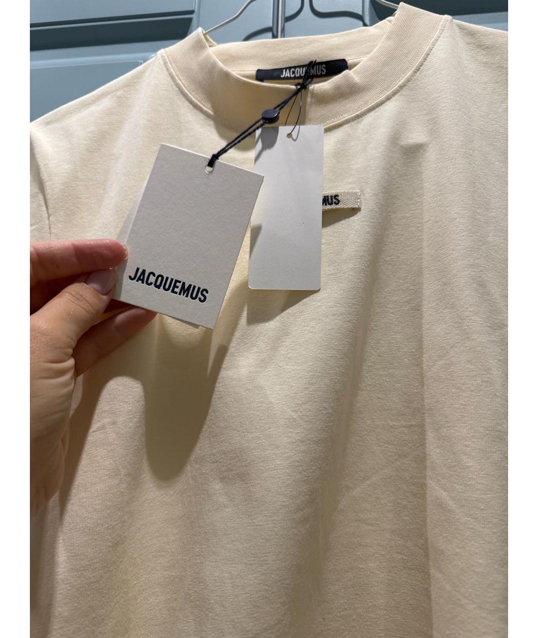 JACQUEMUS Бежевая хлопковая футболка, фото 3