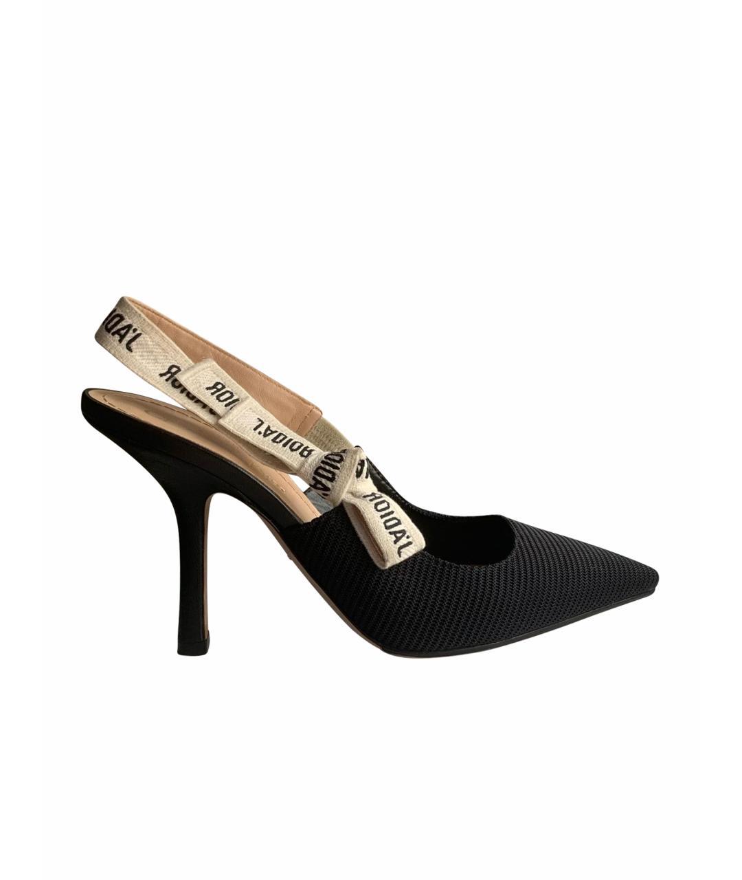 CHRISTIAN DIOR Черные текстильные босоножки, фото 1