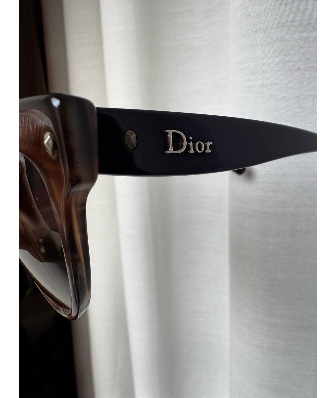 CHRISTIAN DIOR Коричневые пластиковые солнцезащитные очки, фото 3
