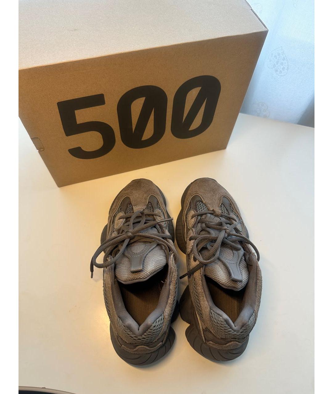 ADIDAS YEEZY Коричневые замшевые кроссовки, фото 3