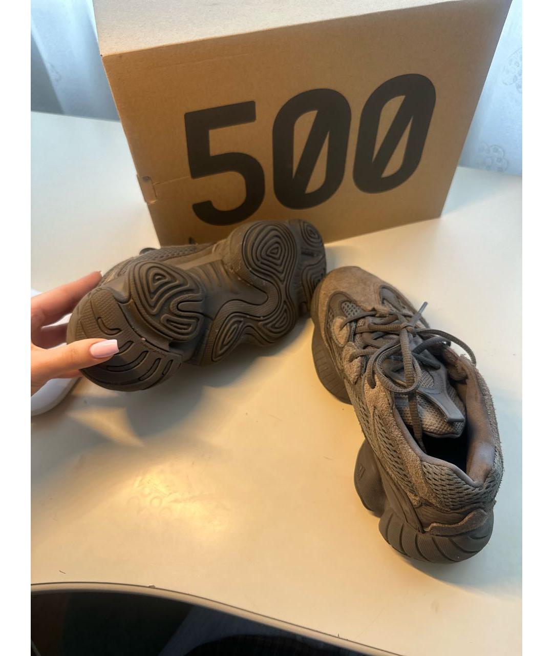 ADIDAS YEEZY Коричневые замшевые кроссовки, фото 5