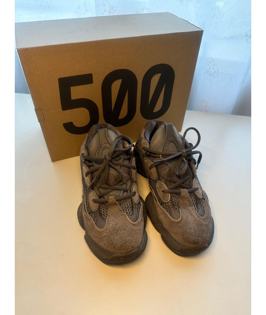 ADIDAS YEEZY Коричневые замшевые кроссовки, фото 2