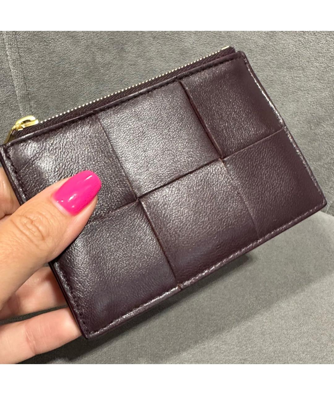 BOTTEGA VENETA Бордовый кожаный кардхолдер, фото 2