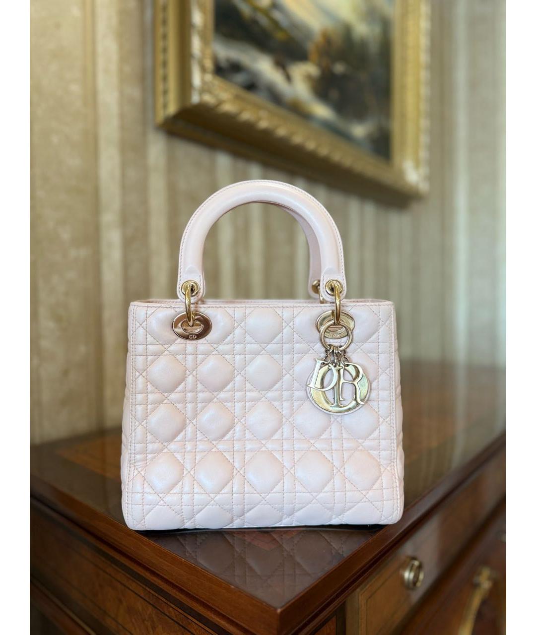CHRISTIAN DIOR Розовая кожаная сумка с короткими ручками, фото 2
