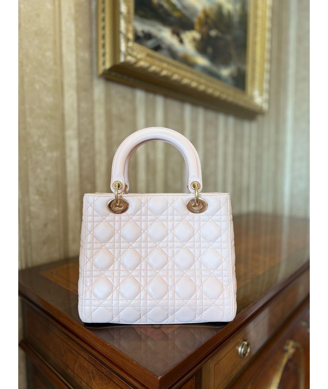 CHRISTIAN DIOR Розовая кожаная сумка с короткими ручками, фото 6