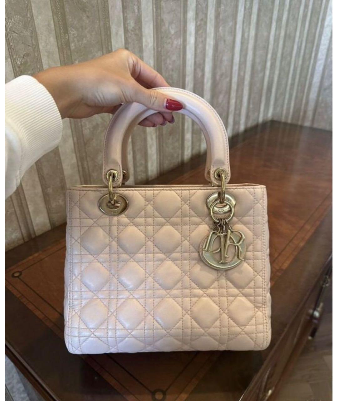 CHRISTIAN DIOR Розовая кожаная сумка с короткими ручками, фото 6