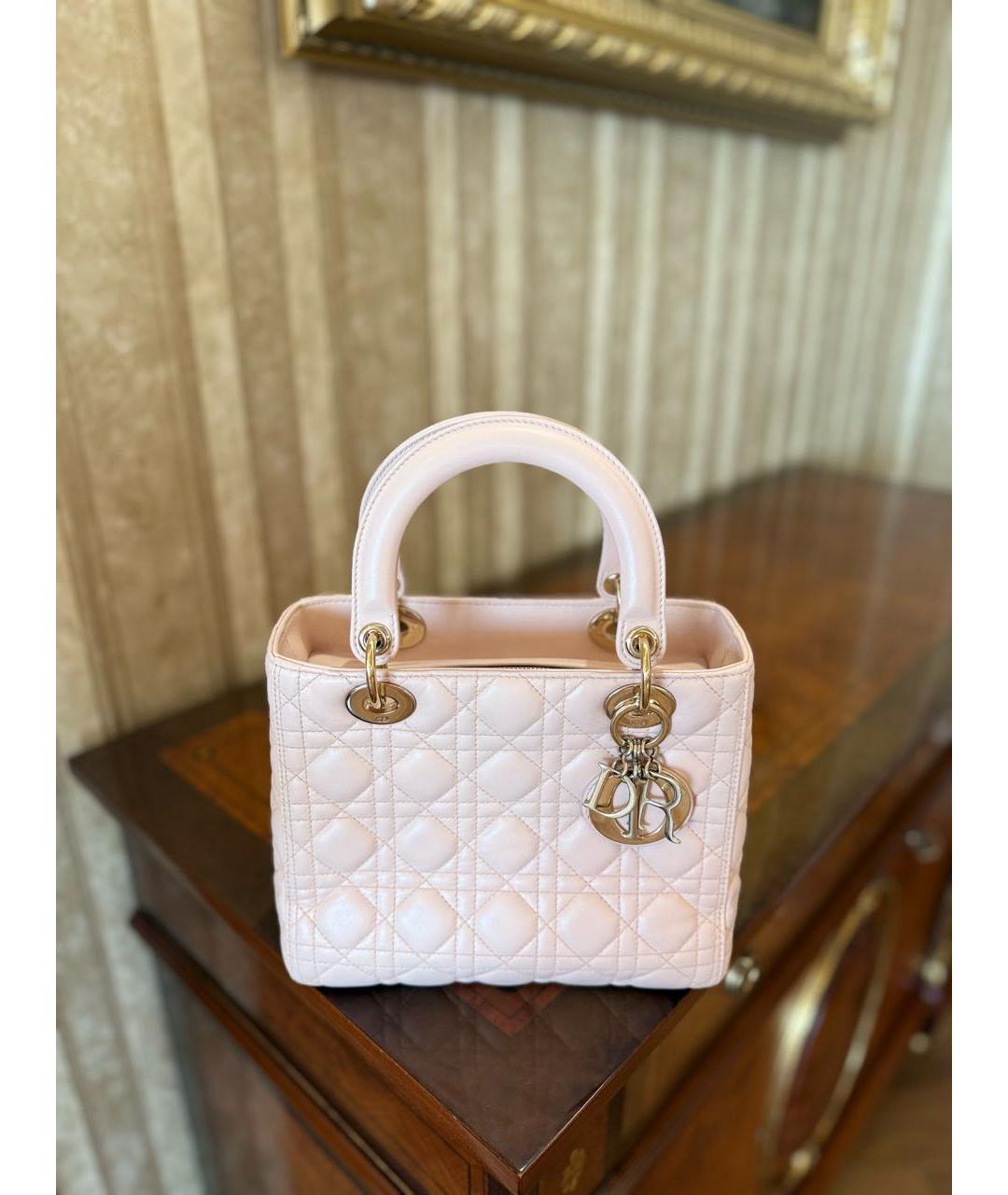 CHRISTIAN DIOR Розовая кожаная сумка с короткими ручками, фото 8