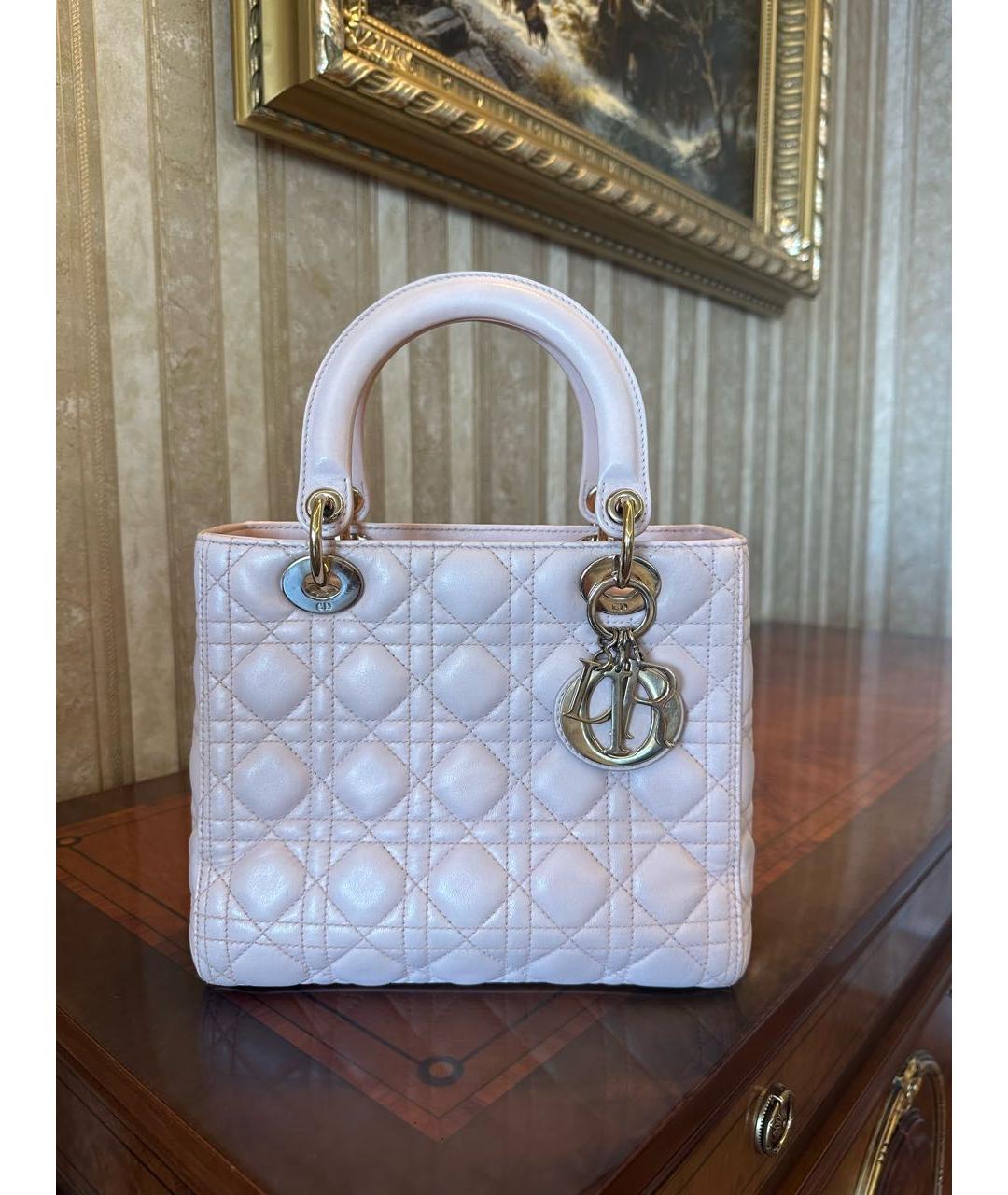CHRISTIAN DIOR Розовая кожаная сумка с короткими ручками, фото 2