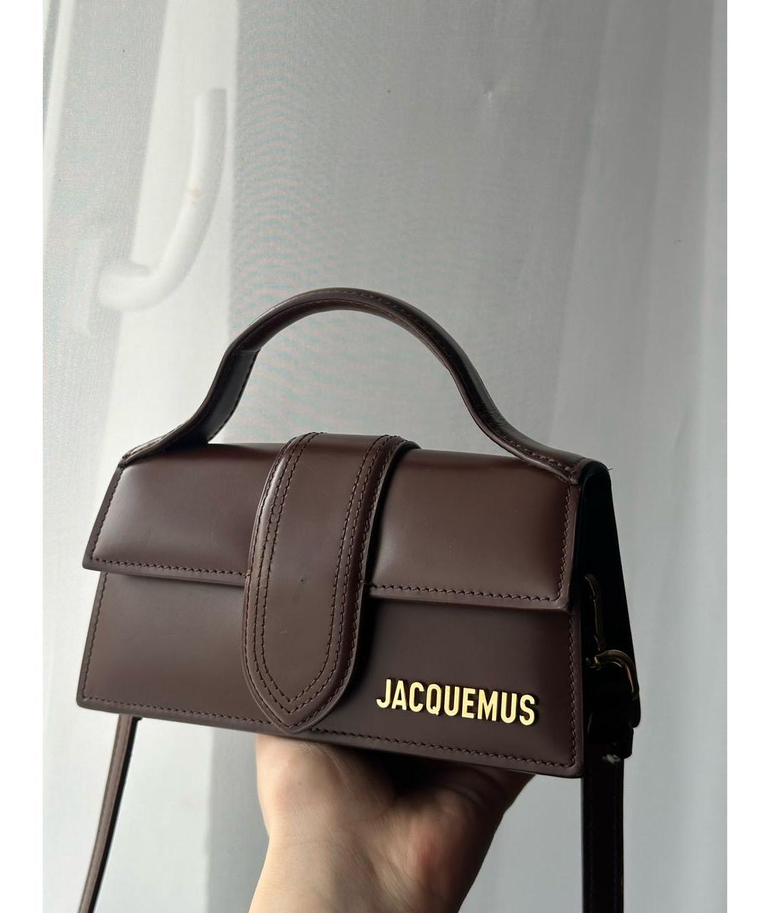 JACQUEMUS Коричневая кожаная сумка с короткими ручками, фото 9