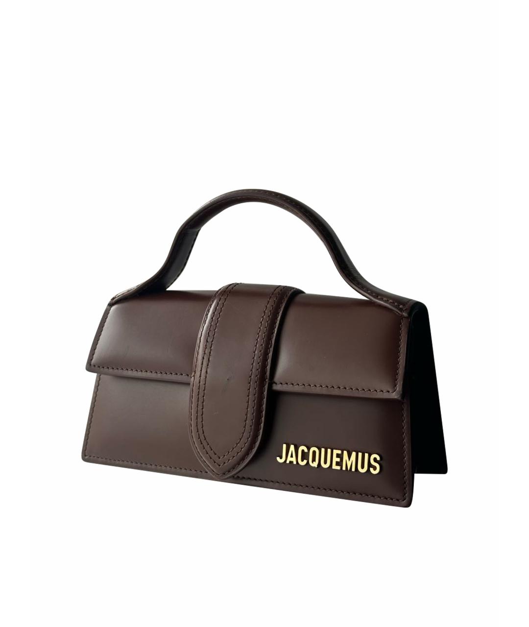 JACQUEMUS Коричневая кожаная сумка с короткими ручками, фото 10
