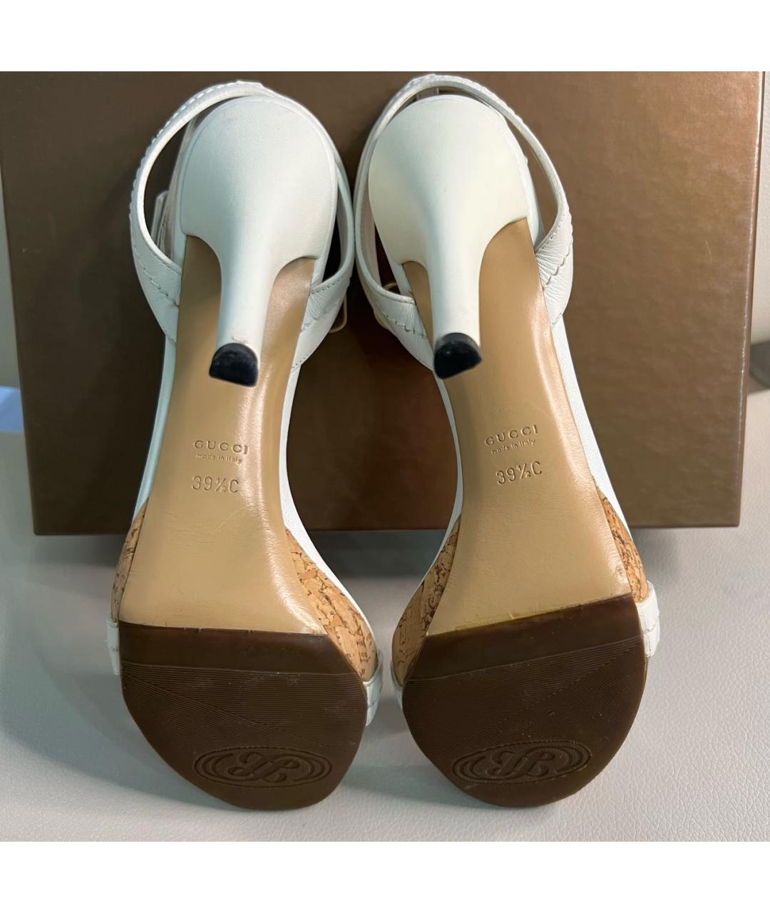 GUCCI Белые кожаные босоножки, фото 7